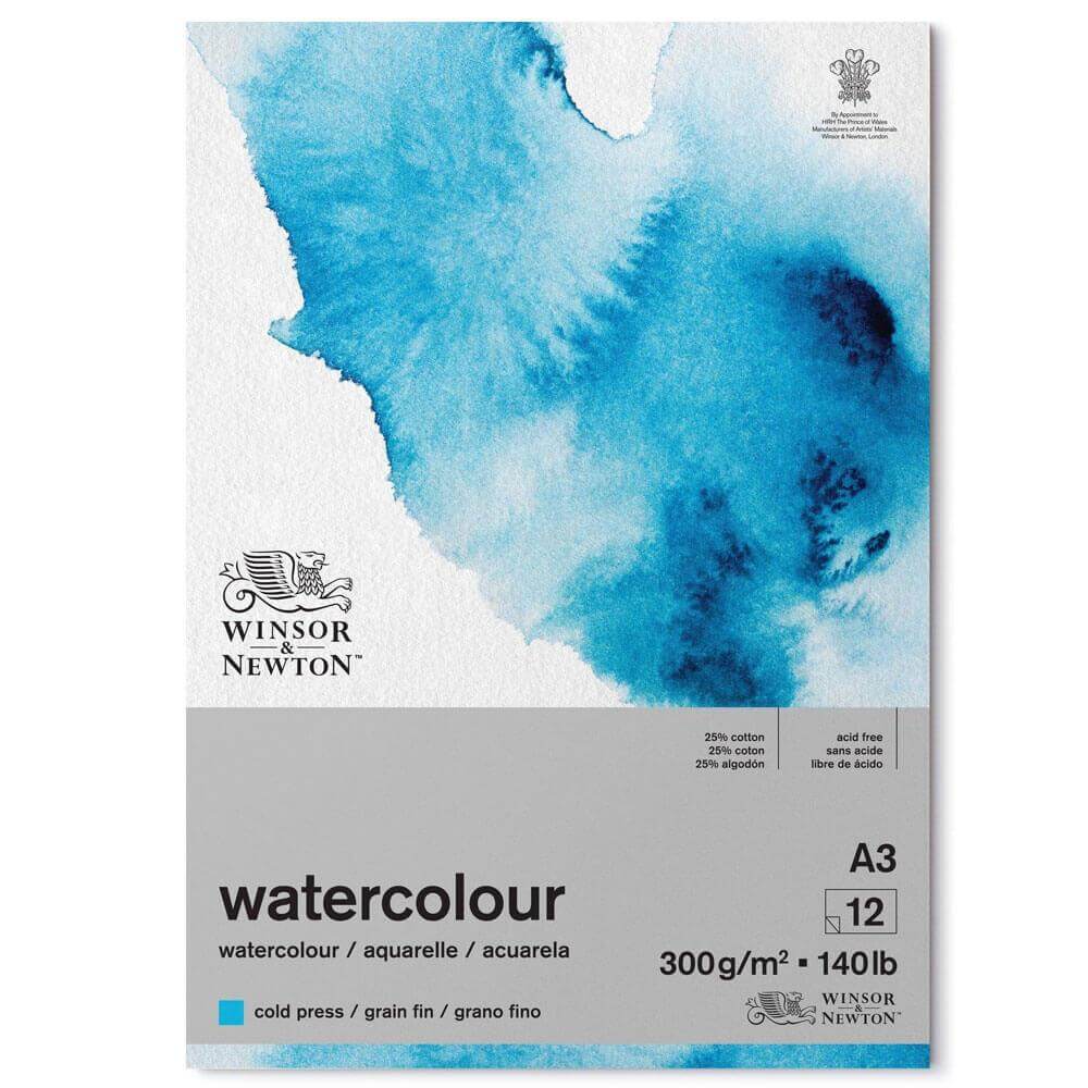 Winsor and Newton Cold Pressed Classic A3 Watercolour Paper 300gsm 12 Sheets